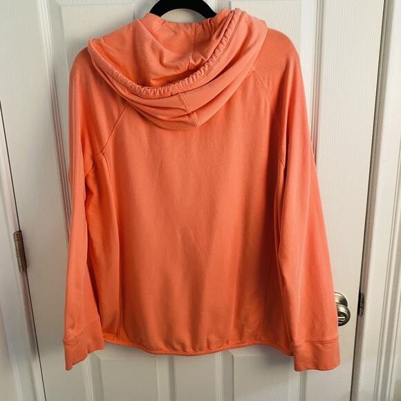 T by Talbots Hoodie Sweatshirt Womens XL Orange Full Zip Up Pima Cotton Cozy - Picture 5 of 5